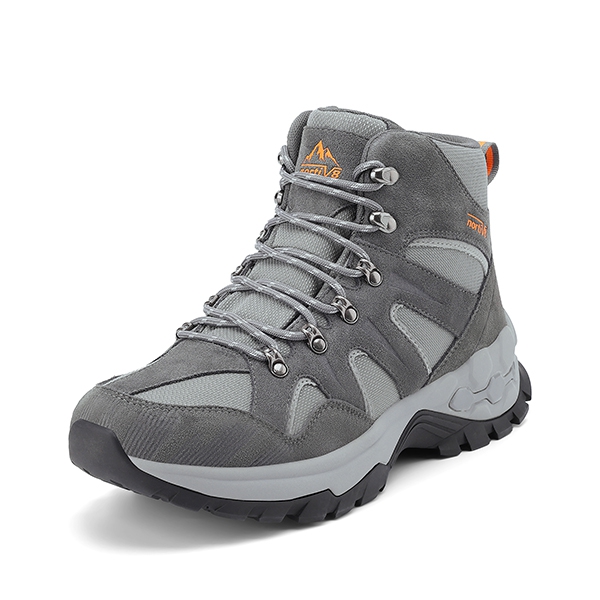 Men's Suede Water-Resistant Hiking Boots  - GREY -  0
