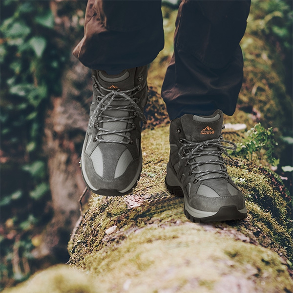 Men's Suede Water-Resistant Hiking Boots  - GREY - 7