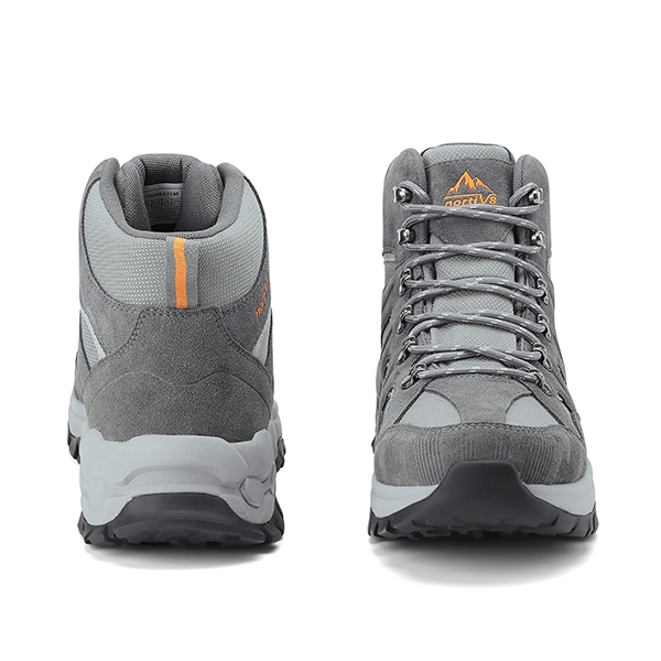 Men's Suede Water-Resistant Hiking Boots  - GREY - 2