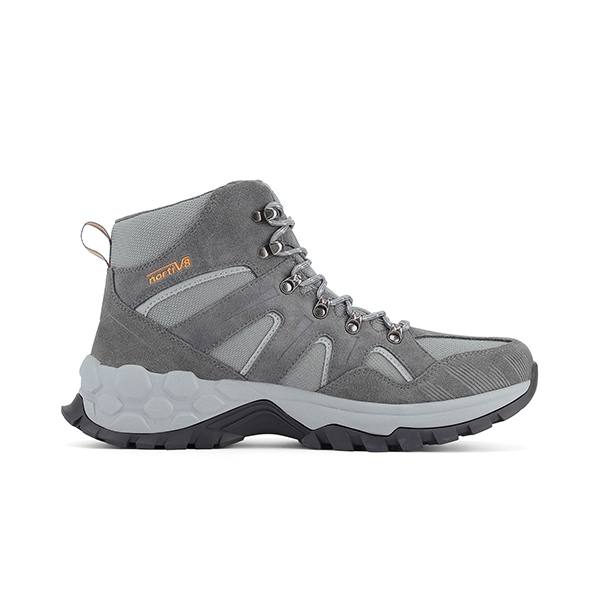 Men's Suede Water-Resistant Hiking Boots  - GREY - 4