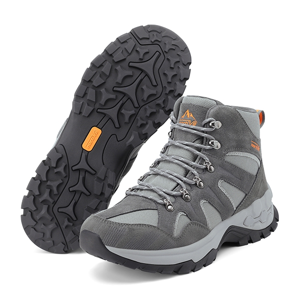 Men's Suede Water-Resistant Hiking Boots  - GREY - 1