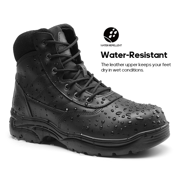 Men's Steel-Toe Industrial Work Boots - BLACK - 2