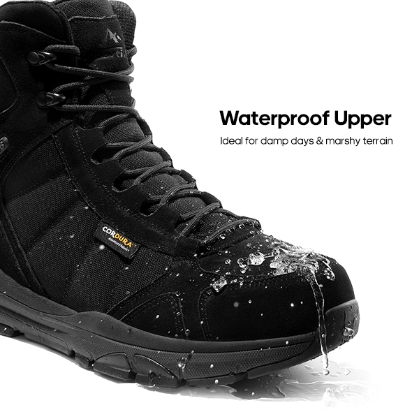 Men's Waterproof Lightweight Military Work Boots - ALL BLACK - 4