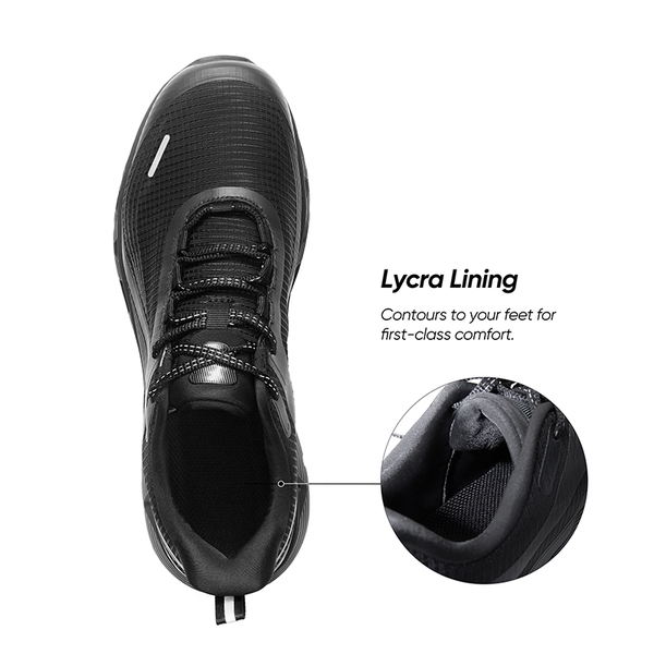 [MovePlush] Men's Cushioned Mesh Lifestyle Sneakers - ALL BLACK - 1