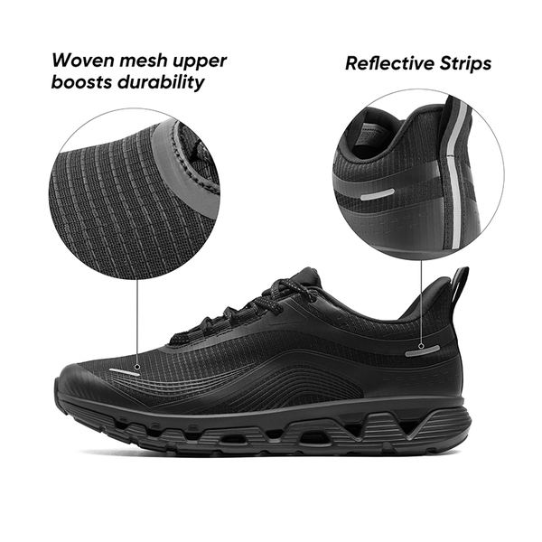 [MovePlush] Men's Cushioned Mesh Lifestyle Sneakers - ALL BLACK - 7