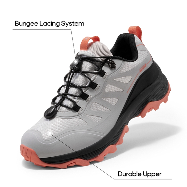 Women's Waterproof Mesh Hiking Shoes - GREY PINK - 1