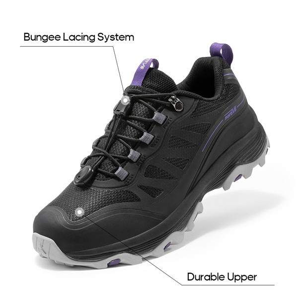 Women's Waterproof Mesh Hiking Shoes - BLACK/PURPLE - 2