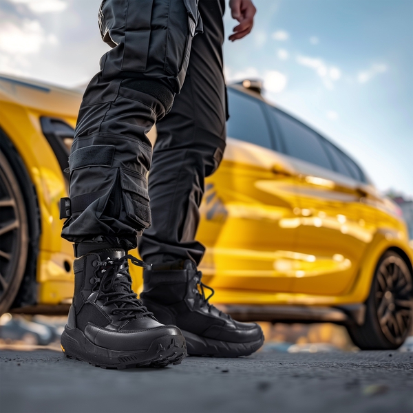 Men's Lightweight Tactical Work Boots - BLACK - 6