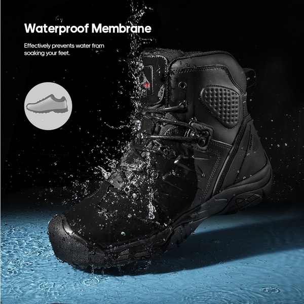 Men's Waterproof Steel Toe Cap Work Boots - BLACK - 2