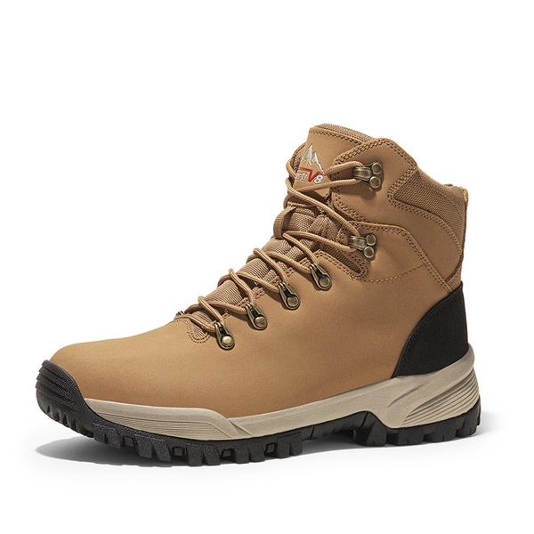 Men's Ankle Support Leather Hiking Boots  - CAMEL -  0