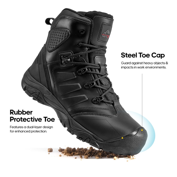 Men's Waterproof Steel Toe Cap Work Boots - BLACK - 1