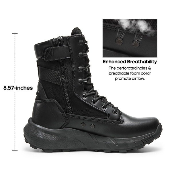 [Peakforce] Men's Breathable Tactical Military Work Boots - BLACK - 3