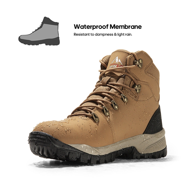 Men's Ankle Support Leather Hiking Boots  - CAMEL - 6