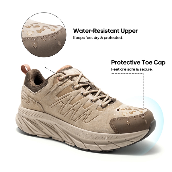 Women's Lightweight Suede Leather Hiking Shoes - KHAKI - 3