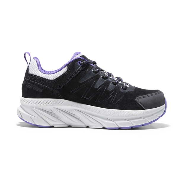 Women's Lightweight Suede Leather Hiking Shoes - BLACK - 5