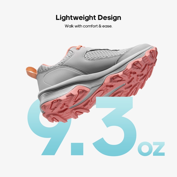 Women's Lightweight Breathable Mesh Hiking Shoes - GREY/PINK - 2