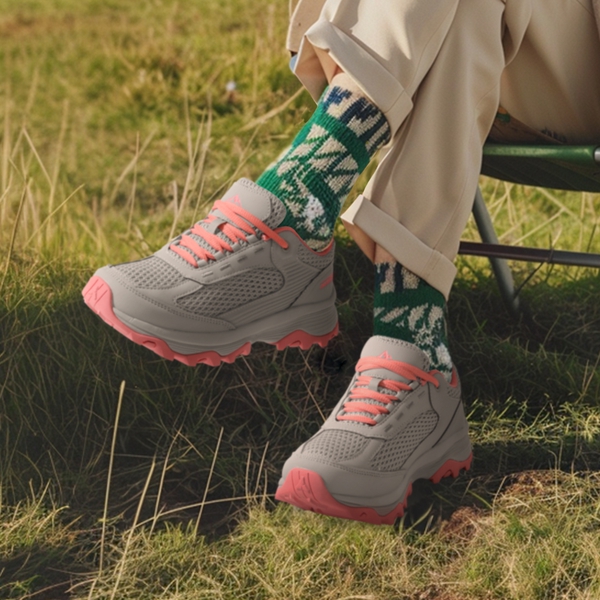 Women's Lightweight Breathable Mesh Hiking Shoes - GREY/PINK - 8