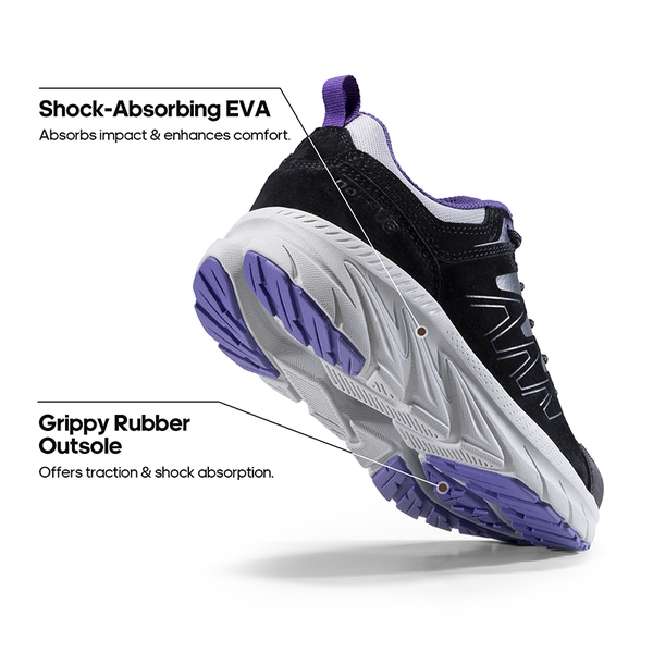 Women's Lightweight Suede Leather Hiking Shoes - BLACK - 1
