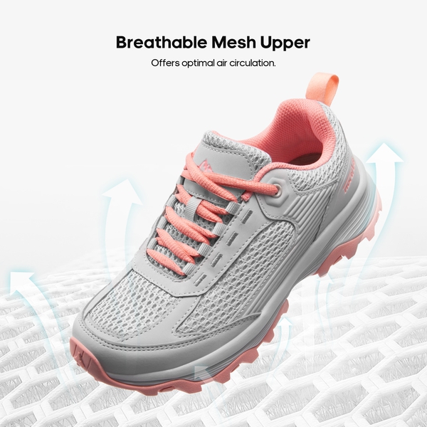 Women's Lightweight Breathable Mesh Hiking Shoes - GREY/PINK - 3