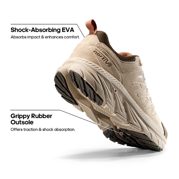 Women's Lightweight Suede Leather Hiking Shoes - KHAKI - 1