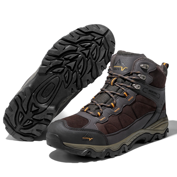Men's Wide Suede Waterproof Hiking Boots【Wide Fit】 - BROWN - 1