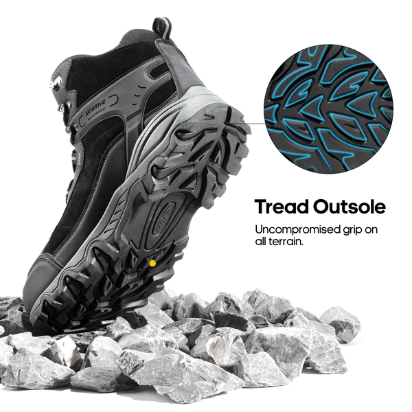 Men's Waterproof Hiking Boots - BLACK - 4