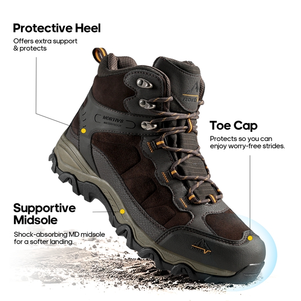 Men's Wide Suede Waterproof Hiking Boots【Wide Fit】 - BROWN - 5