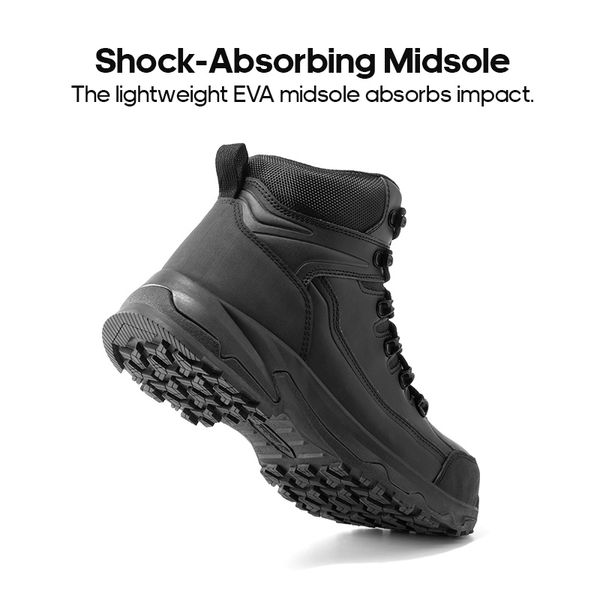 Men's Steel Toe Puncture-Resistant Work Boots - BLACK - 5