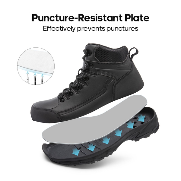 Men's Steel Toe Puncture-Resistant Work Boots - BLACK - 3