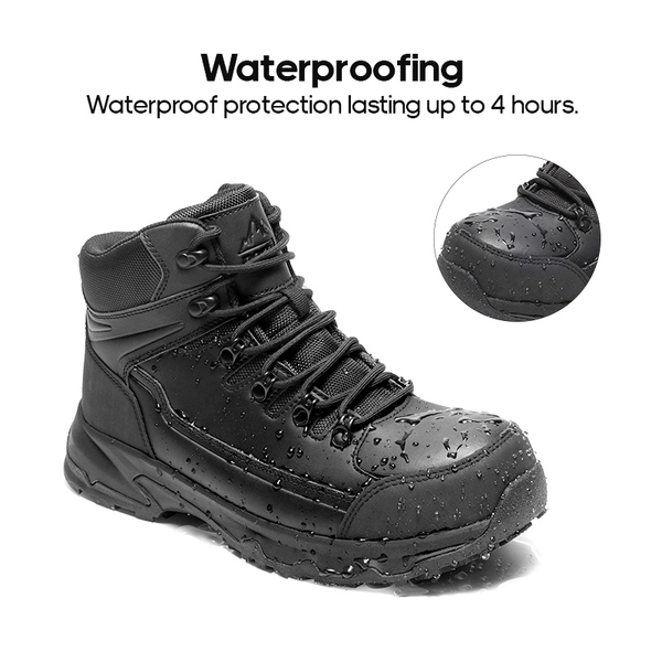 Men's Steel Toe Puncture-Resistant Work Boots - BLACK - 4