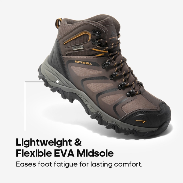Men's Steel Toe Waterproof Work Safety Boots - BROWN/BLACK/TAN - 5