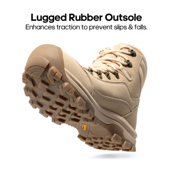Women's Cap-Toe Leather Waterproof Hiking Boots - CAMEL - 2