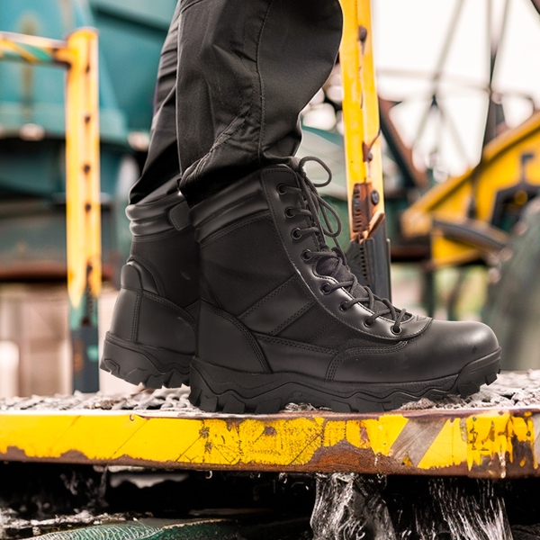 Men's Non-Slip Water-Resistant Military Work Boots - BLACK - 5