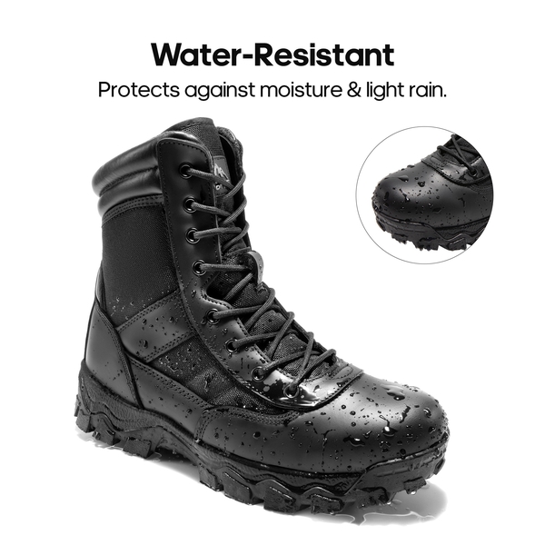 Men's Non-Slip Water-Resistant Military Work Boots - BLACK - 2