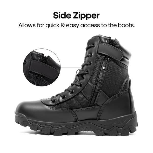 Men's Non-Slip Water-Resistant Military Work Boots - BLACK - 1