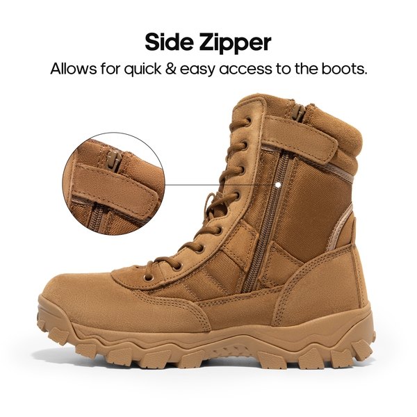 Men's Non-Slip Water-Resistant Military Work Boots - COYOTE - 1