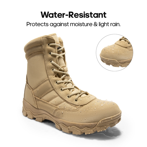 Men's Non-Slip Water-Resistant Military Work Boots - SAND - 2