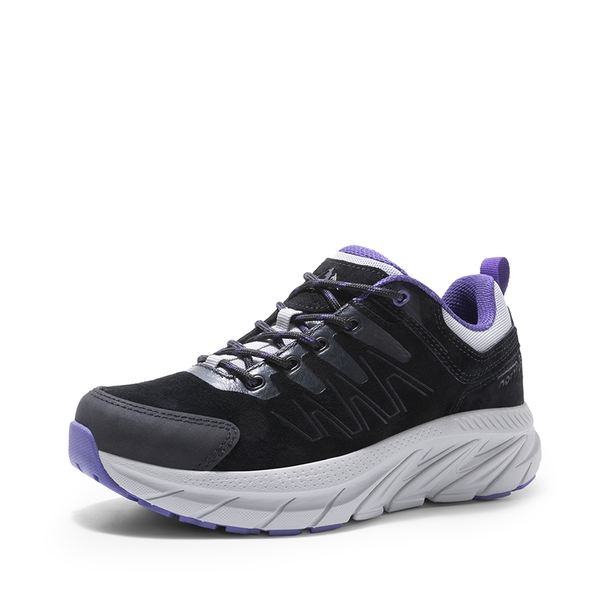 Women's Lightweight Suede Leather Hiking Shoes - BLACK -  0