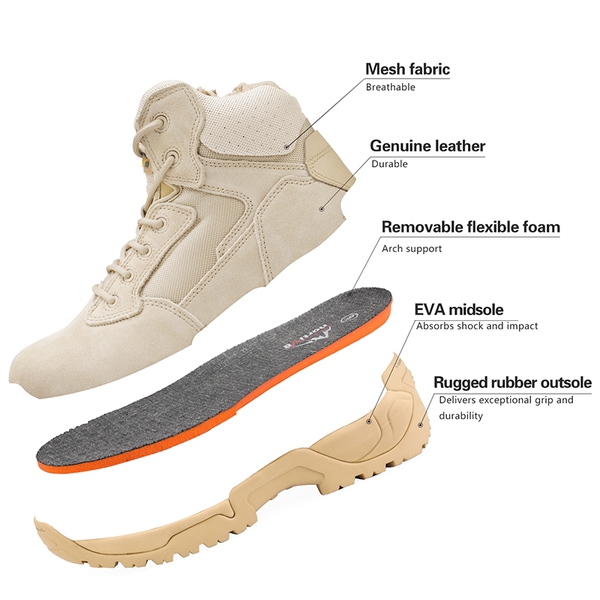Men's Military Tactical Desert Boots - SAND - 4