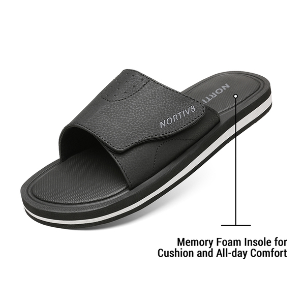 Men's Slide Sandals with Arch Support - BLACK - 2