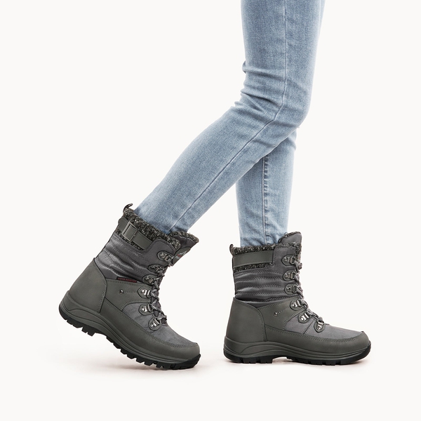 Women's Fur Snow Boots - GREY - 1