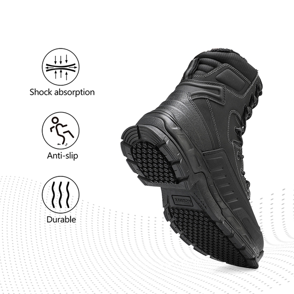 Men's Insulated Leather Snow Boots - BLACK - 1