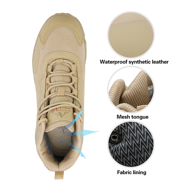 Men's Waterproof Synthetic Leather Hiking Boots - BEIGE - 2