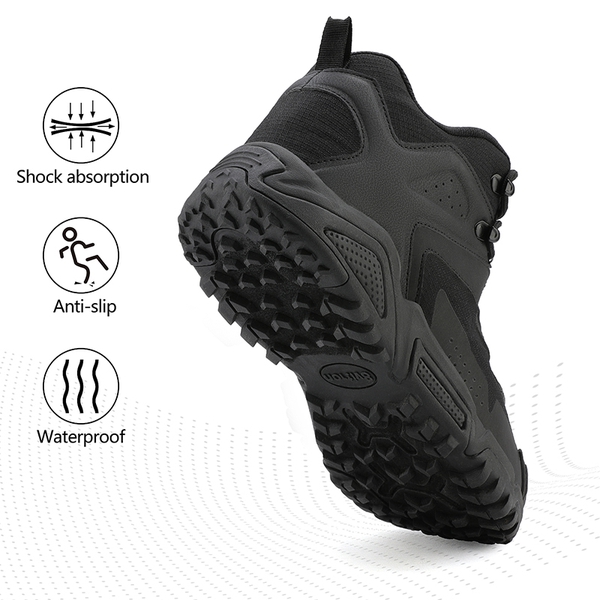 Men's Waterproof Synthetic Leather Hiking Boots - BLACK - 2