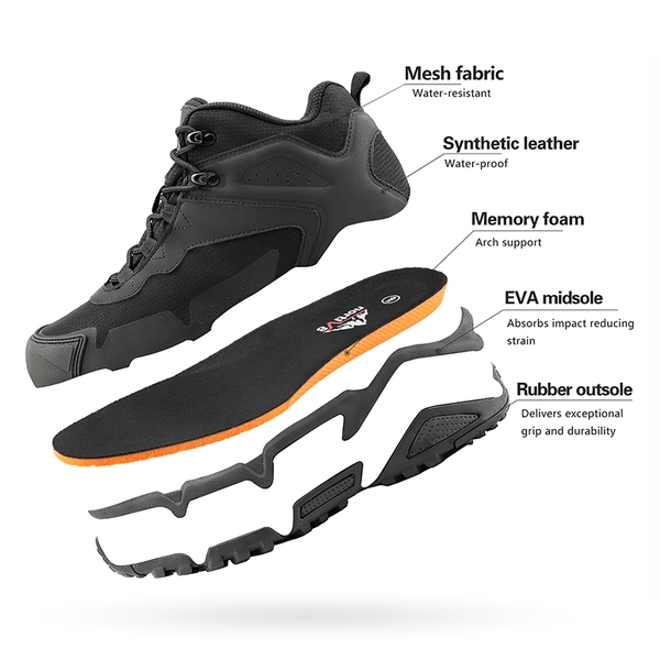 Men's Waterproof Synthetic Leather Hiking Boots - BLACK - 4