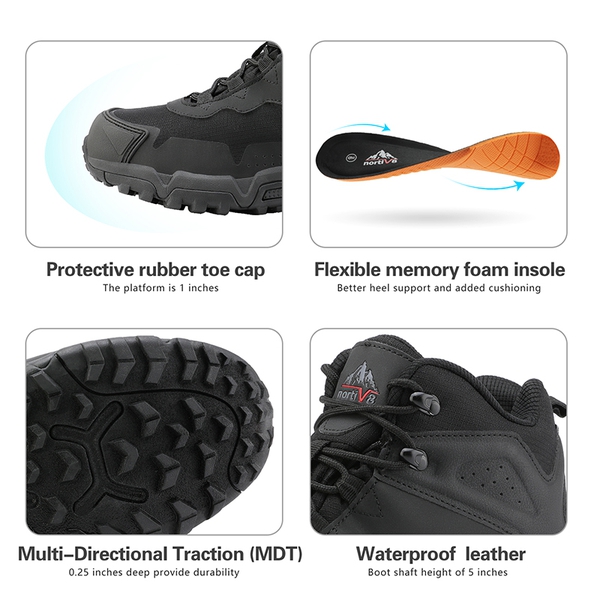 Men's Waterproof Synthetic Leather Hiking Boots - BLACK - 5