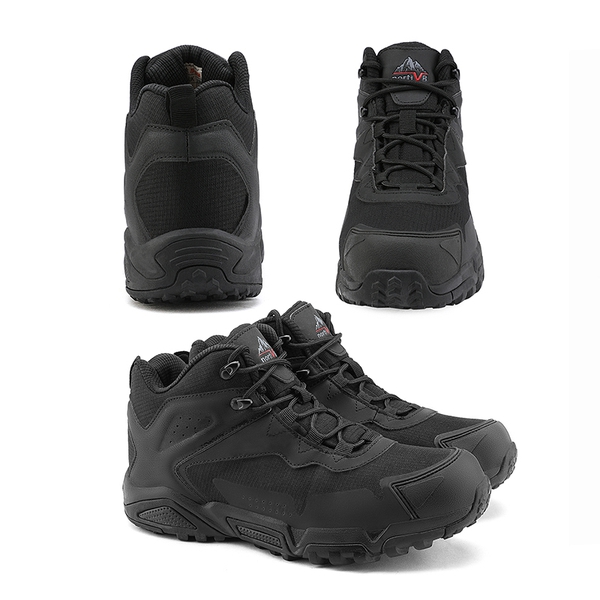 Men's Waterproof Synthetic Leather Hiking Boots - BLACK - 6