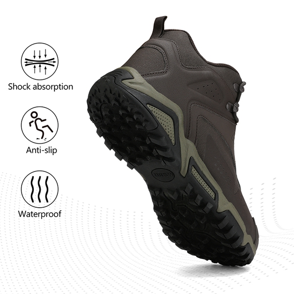 Men's Waterproof Synthetic Leather Hiking Boots - BROWN - 1