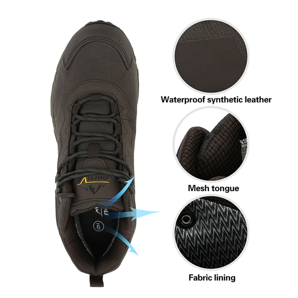 Men's Waterproof Synthetic Leather Hiking Boots - BROWN - 2