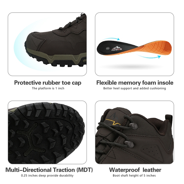Men's Waterproof Synthetic Leather Hiking Boots - BROWN - 4